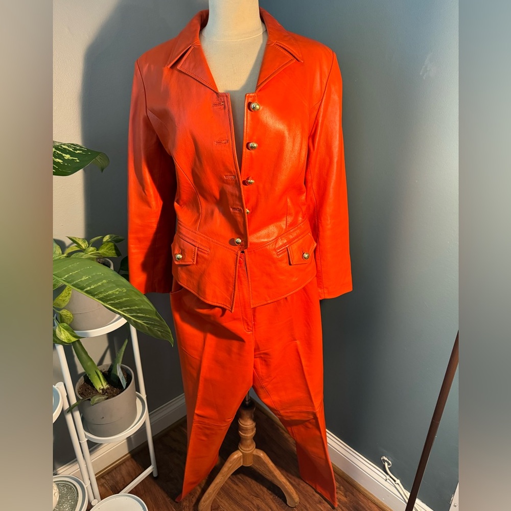 Vintage Leather Pants Suit